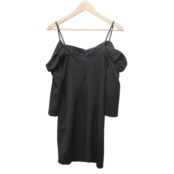 DO+BE Off Shoulder Dress Ruffle Neckline Stretch Knee Length Fancy Party Black - Picture 6 of 9